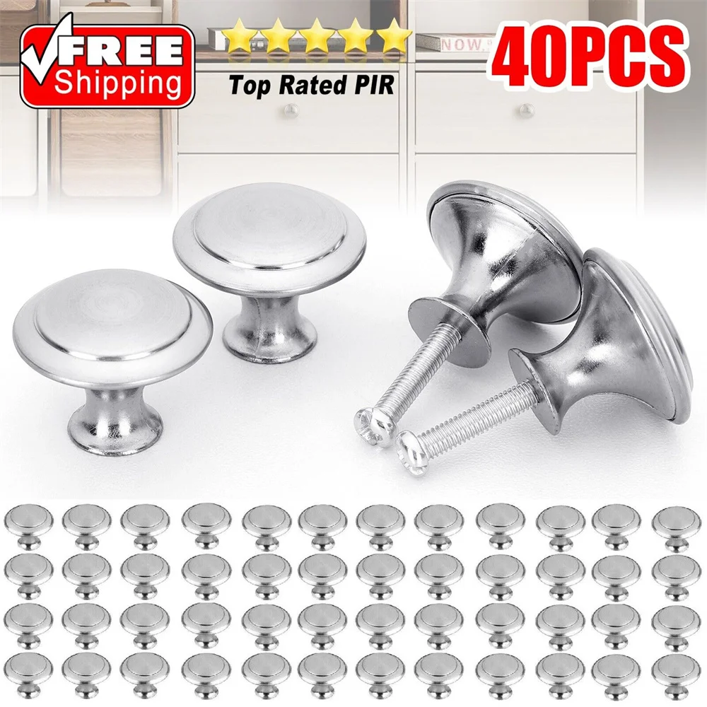 40Pcs Door Knobs Stainless Steel Drawer Cabinet Handles Knobs Kithcen Cupboard Pull Handles Furniture Hardware Accessory