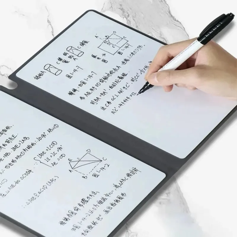 A5 Reusable Whiteboard Notebook Set with Whiteboard Pen Erasing Cloth Leather Memo Pad Weekly Planner Portable Office Tools