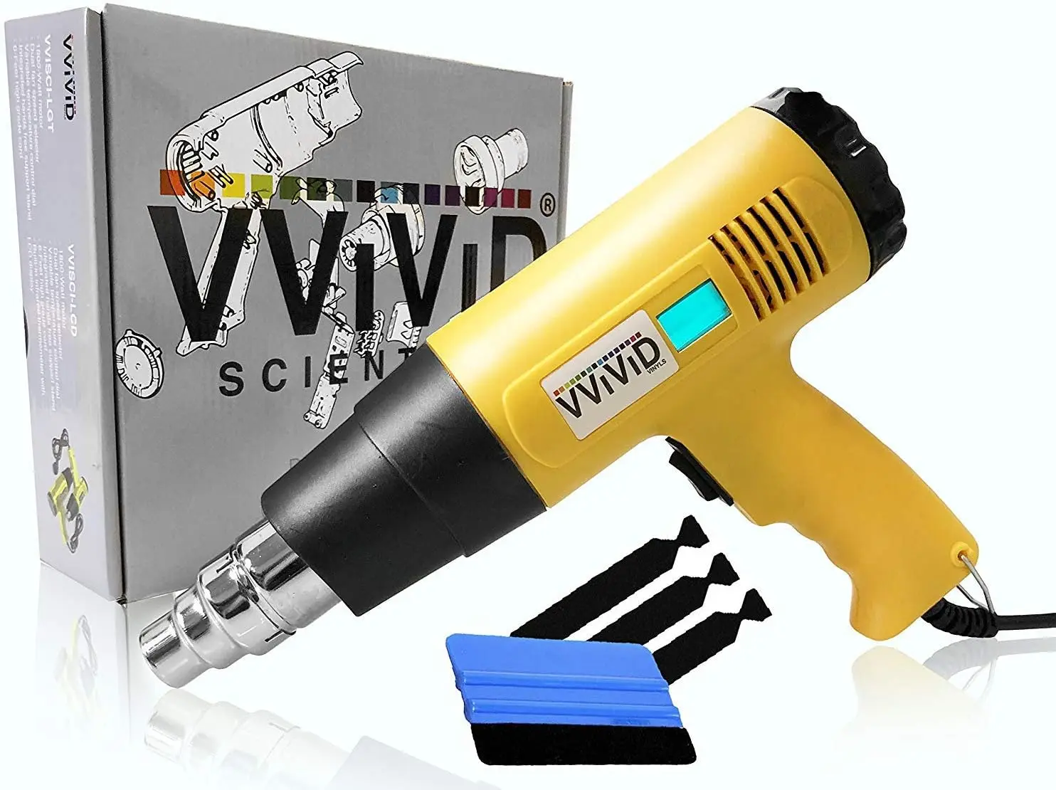 

Профессиональная тепловая пушка с цифровым дисплеем, насадкой и набором инструментов для виниловой упаковки и домашних проектов