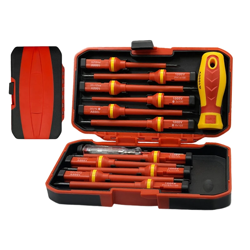 

13Pcs 1000V Insulated Screwdriver Set Professional Electrician Tools with Replaceable Magnetic Steel Bits with Insulation Handle