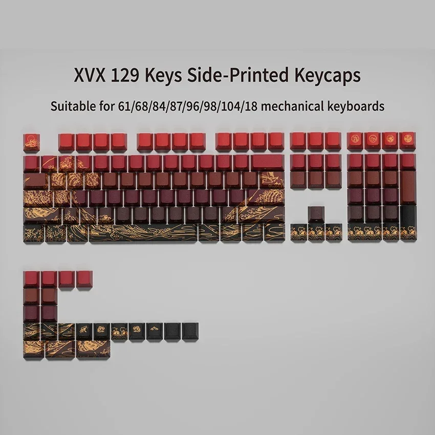 XVX Keycaps PBT Keycap Double Shot Cherry Profile Side Print Coral Sea Keycaps PC Gaming Mechanical Keyboards Accessories Gifts
