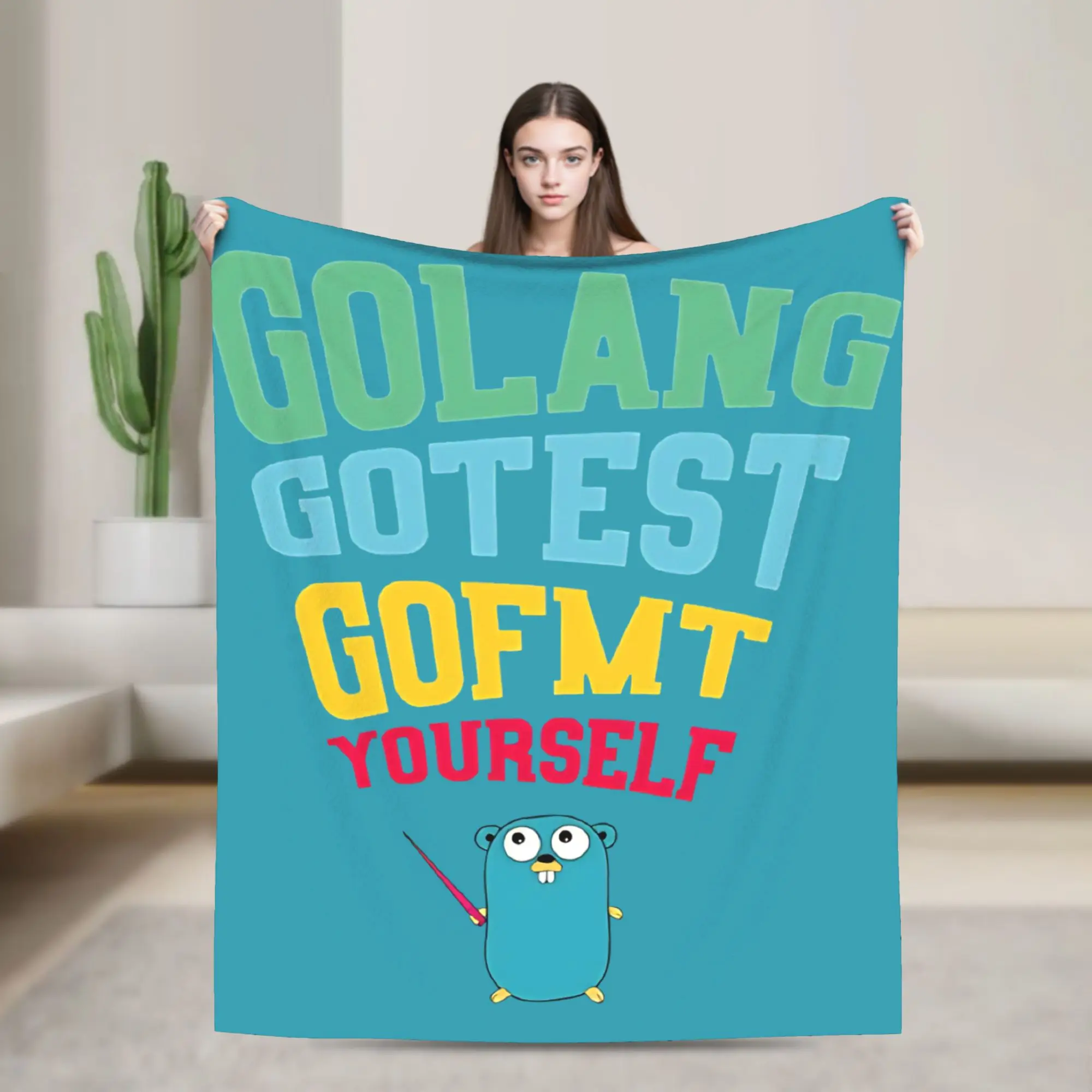 Relax Golang – go test got fmt yourself  Blanket Merch Room Decorative  Blanket Throw Soft Fleece for Bedroom