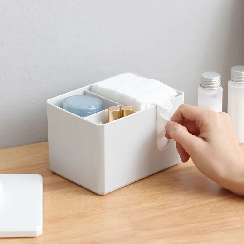 صندوق تخزين مكتبي مزيل المكياج من القطن المنظم على الطراز الياباني للحمام وغرفة النوم صندوق مناديل صغير