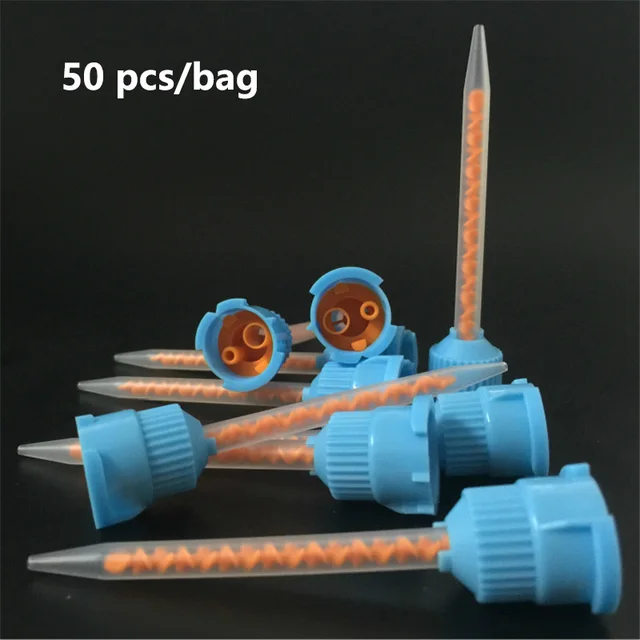 50 sztuk 10:1 materiały dentystyczne stomatologia pistolet do gumy silikonowej transportująca głowica mieszająca jednorazowa głowica mieszająca z gumy silikonowej