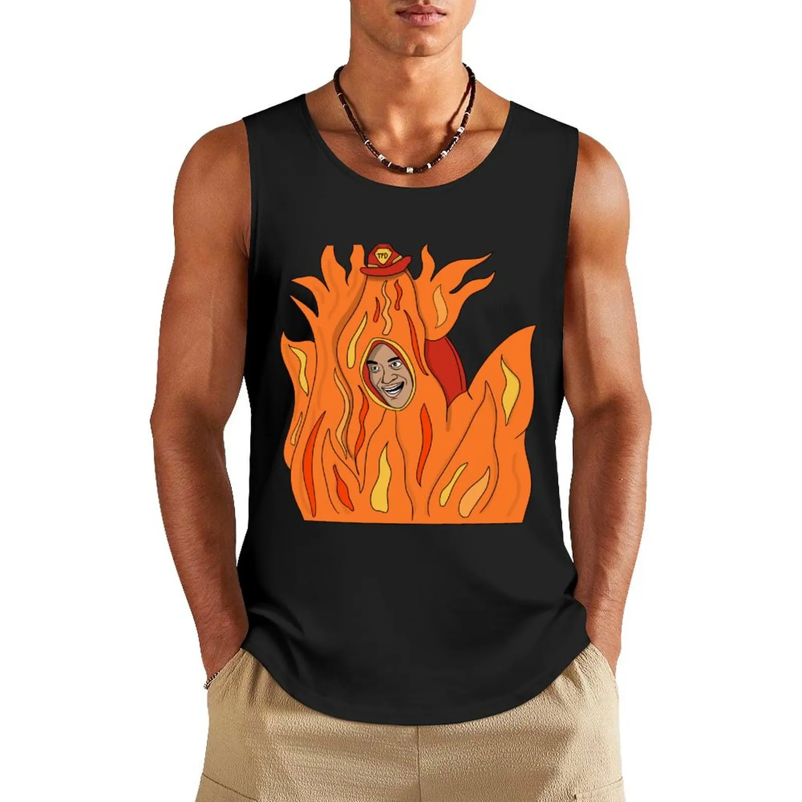 Flame-O Tank Top t-shirt Men's vest men Fitness men clothing