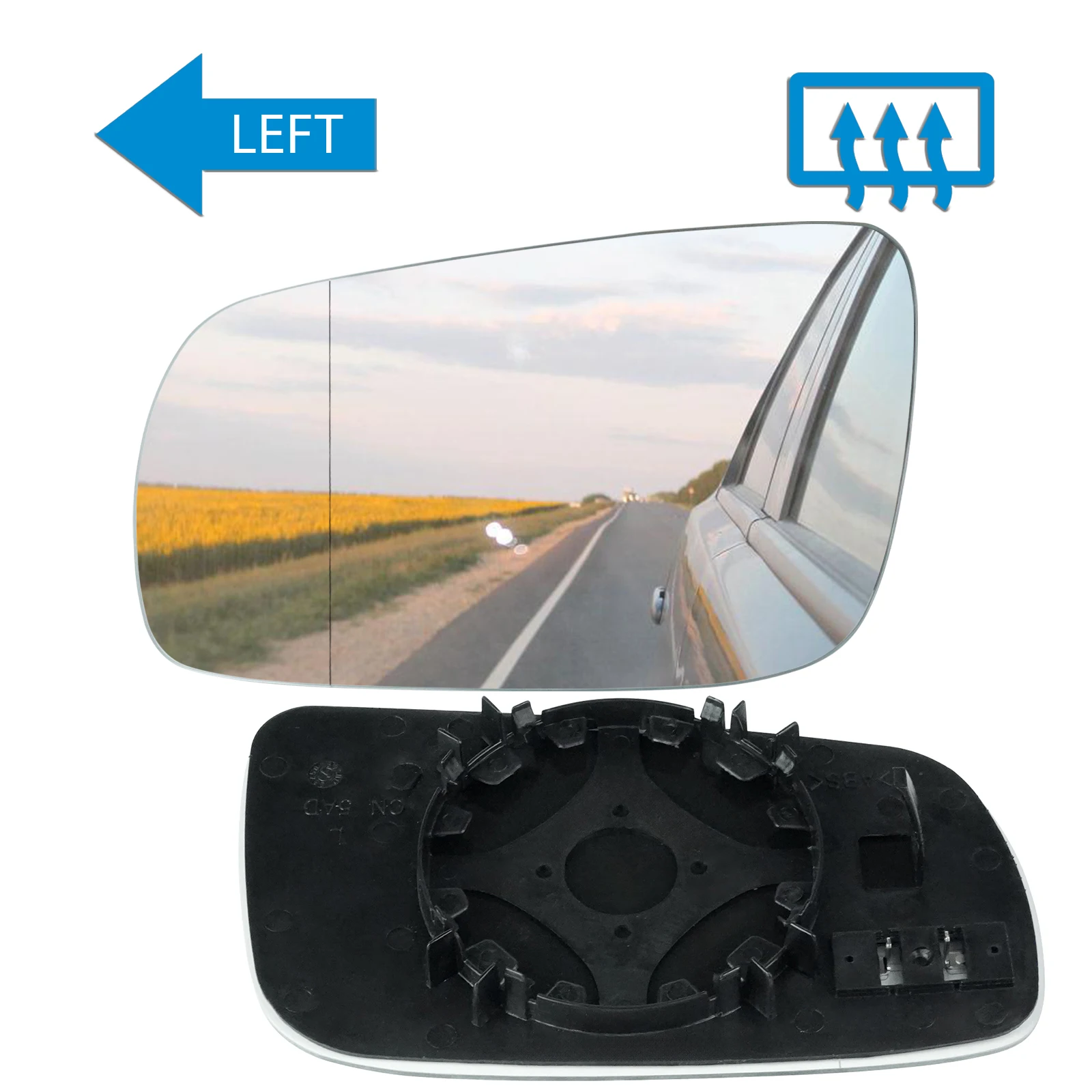 For 1996-04 VW Golf MK4 Convex Heated Wing Door Rearview Mirror Glass Left Side