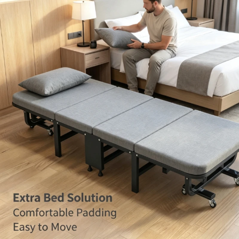 Folding Sofa Bed With High Resilience Sponge And Cotton Linen Fabric For Living Room Guest Sleeper Home
