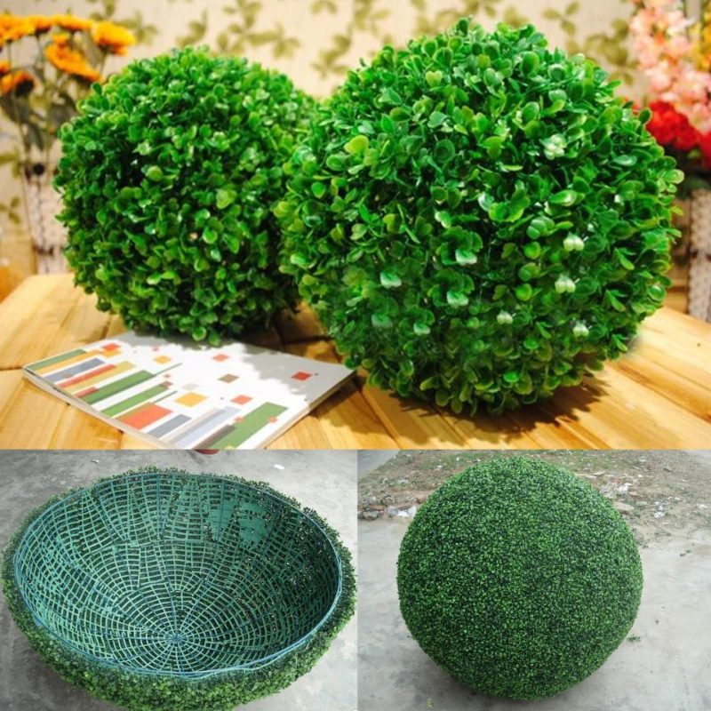 10-48cm Artificial Green Plant Grass Ball Simulated Boxwood Decorative Ball Balcony Courtyard Garden Wedding Home Decoration
