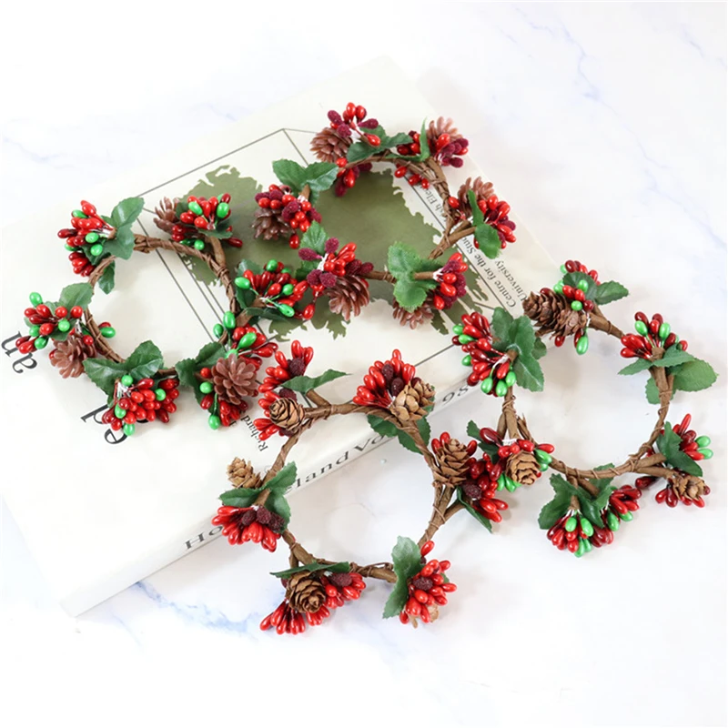 Decoration Christmas Simulation Wreath True And False Pine Cones Creative Home Candle Ring Ornaments Decorative Snowflakes