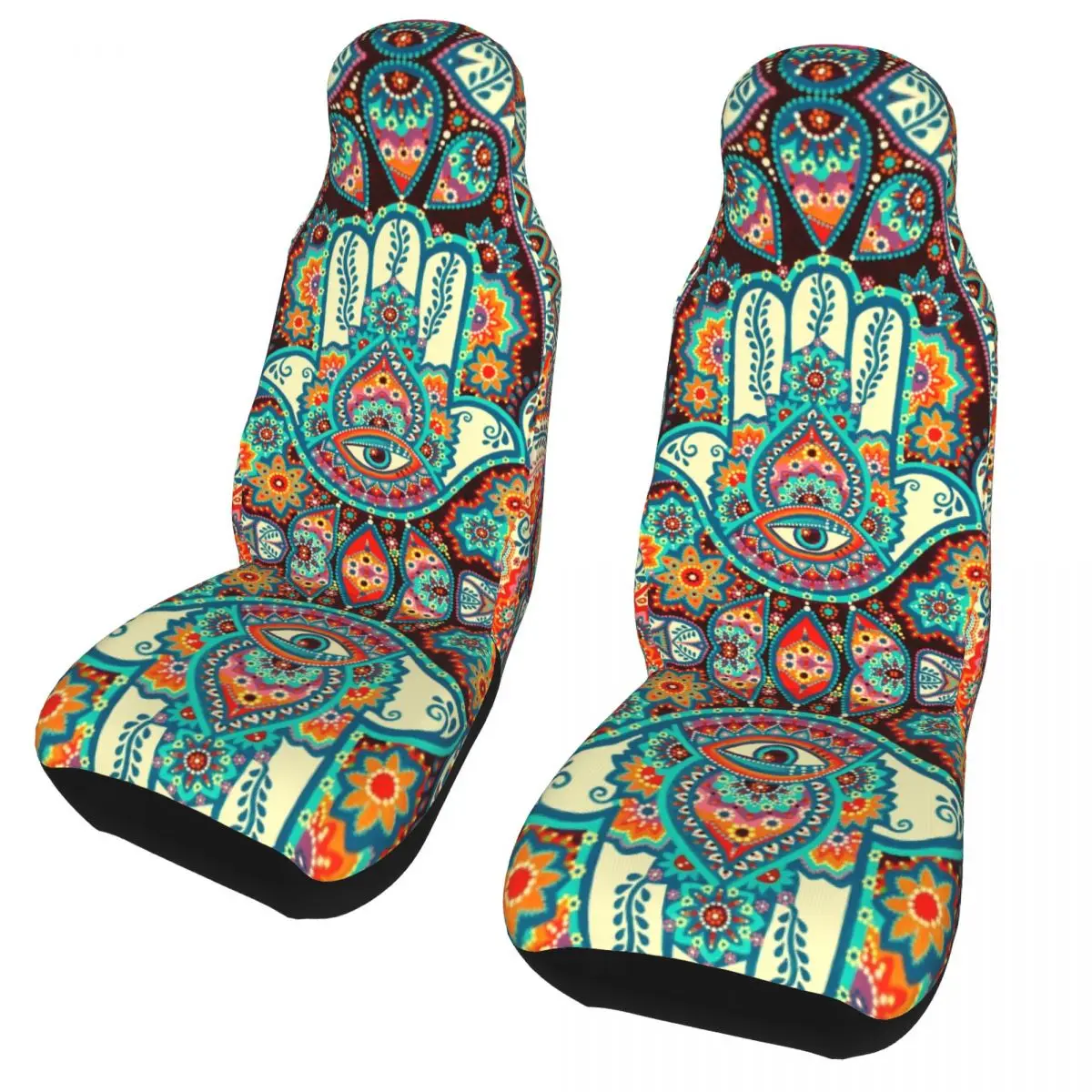 Hamsa Hand Mandala Flower Universal Car Seat Cover Four Seasons For All Kinds Bohemian Boho Car Seat Covers Polyester Hunting