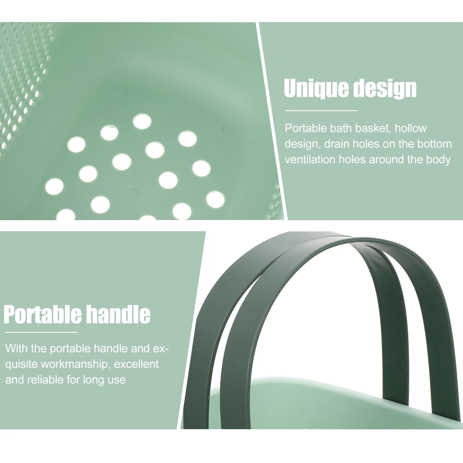 

Large Portable Hollow Drainer Bathroom Basket with Silicone Handle Organizer for Shower Cosmetics Storage Shower Basket