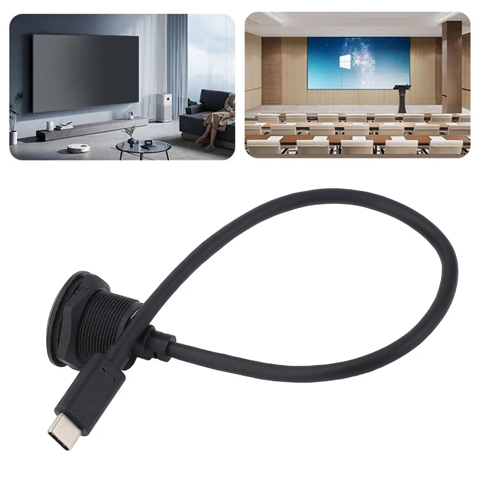 5Gbps Data Transfer Panel Mount Extension Cable PD60W Fast Charging Type C 3.0 USB C Flush Mount Adapter