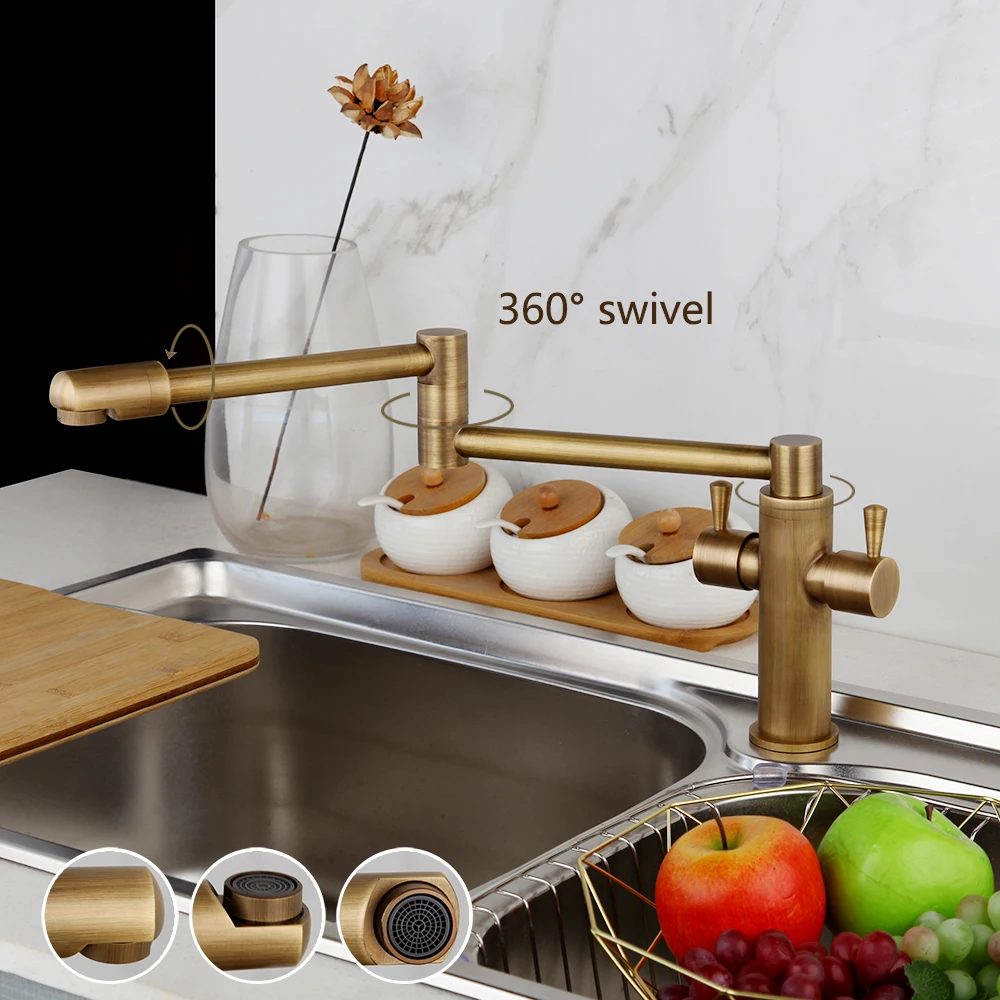 

Adjustable Sink Faucet Kitchen Torneira Misturador Cozinha Basin Tap Antique Brass Sink Tap Single Handle Mixer Taps