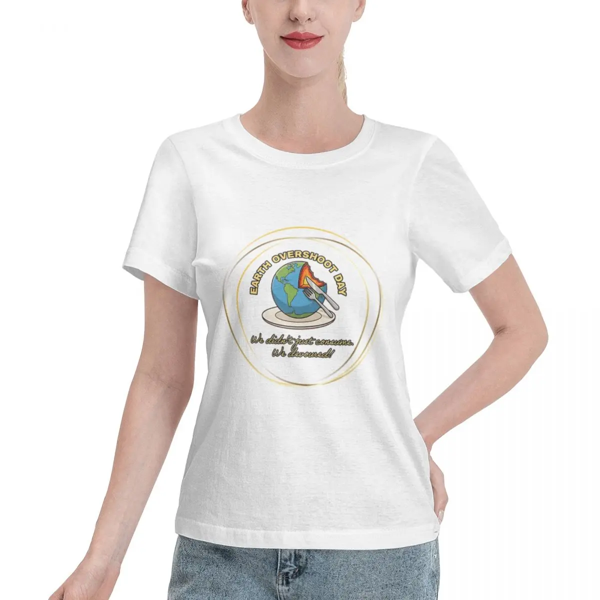 Wardrobe Filler Earth Overshoot Day - Climate Action Women's T-shirt Boho Casual Wear Tshirt