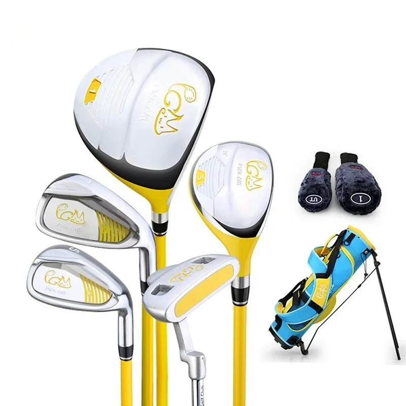 Factory price Outdoor Equipment PGM JRTG007 8 in 1 Children Golf Clubs Full Set Of Beginner Clubs Off-Site Clubs Set (Yellow)