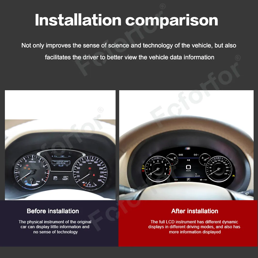 Fofor عداد سرعة السيارة LCD أداة لوحة القيادة الرقمية لوحة العنقودية لنيسان باثفندر 2012 ~ 2020 لوحة القيادة العنقودية