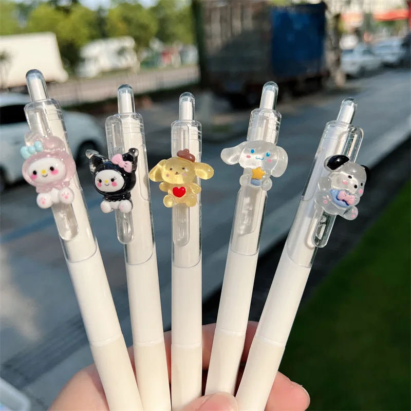 

Кавайная железная подвеска Sanrio, нейтральная ручка, Мультяшные анимации, канцелярские принадлежности 0,5 мм, черная фоторучка для подписи