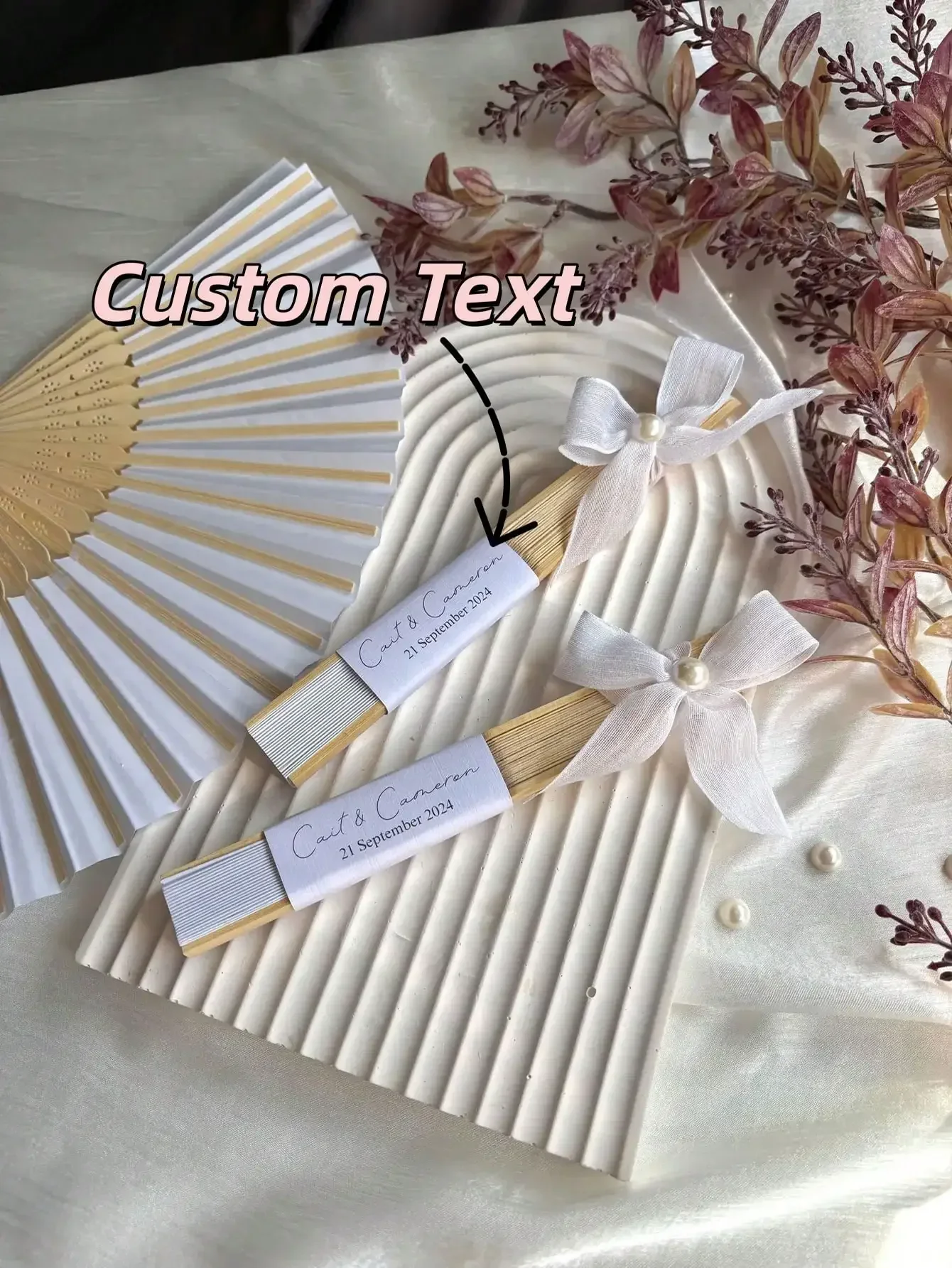 

10/20pcs Custom White Wedding Paper Fans, Suitable For Party Souvenirs Engagement Youngsters's Baptism Guest Gifts, Country, Ret