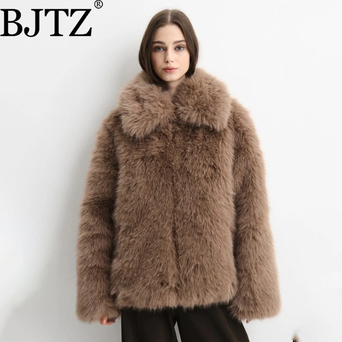 

BJTZ Designer Luxury Faux Fur Jacket Women Winter 2025 Warm Comfy Elegant Minimalist Casual Versatile Premium Plush Chic