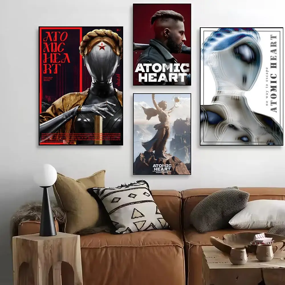 A-Atomic H-Heart Poster HD Art Retro Self-adhesive DIY Room Home Living Room Club Wall Decor Gift