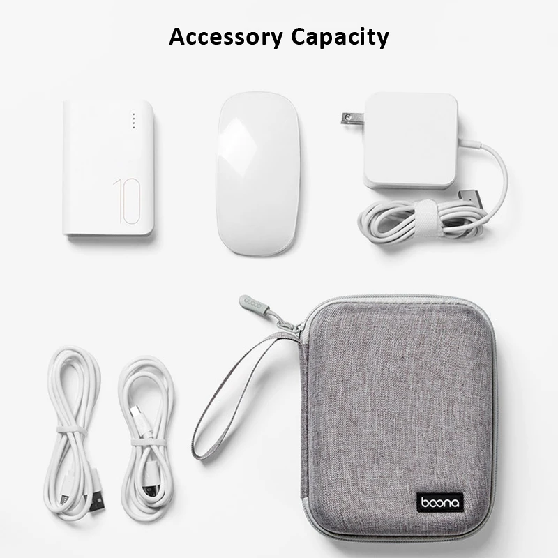 BOONA Hard Laptop Power Supply Organizer Case Travel Carrying Power Source Mouse Case Electronic Accessories Bag for MacBook