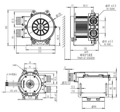 المهنية 48 فولت 40kpa مراوح الضغط العالي توربو منفاخ 13000 واط فرش خلية الوقود منفاخ لنظام SOFC
