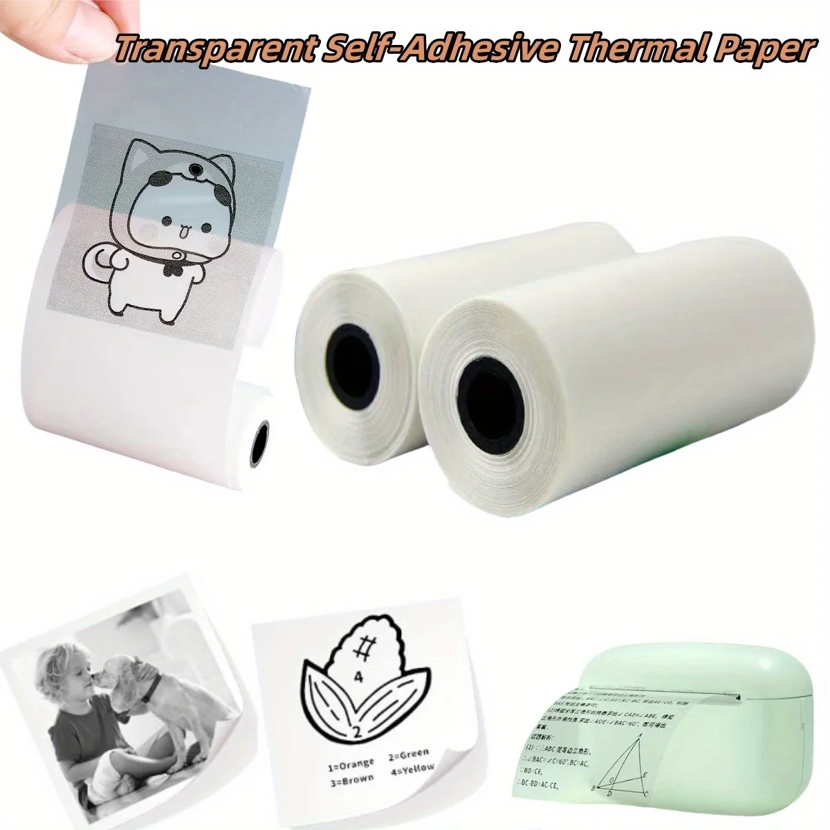 57*25 مللي متر ورق ملصقات حراري شفاف ذاتي اللصق لطابعة الجيب تسمية طباعة شفافة لملاحظات المجلات والمذكرات