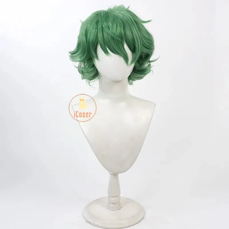 

asdh8@Anime Lycoris Recoil Majima Cosplay Wig Green Curly Short Hair Halloween Party for Women Men Carnival Props Role Play Acce