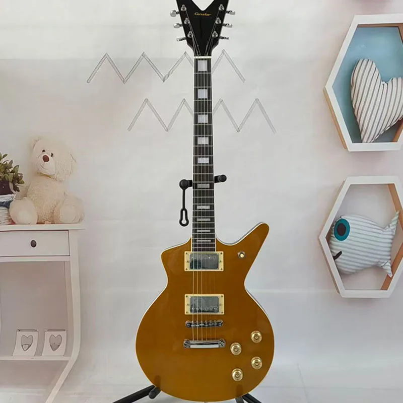 Factory direct supply, special‑shaped electric guitar, logo‑free electric guitar, yellow front and red back, Free shipping