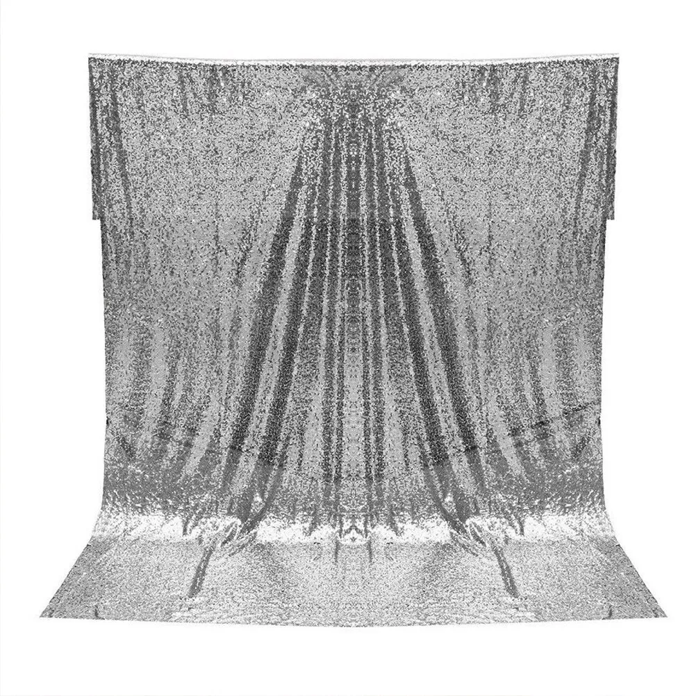 

Shimmer Sequin Background Cloth Silver 1.2x1.8m Fabric Backdrop Drape Curtain for Wedding Party Photography Decoration