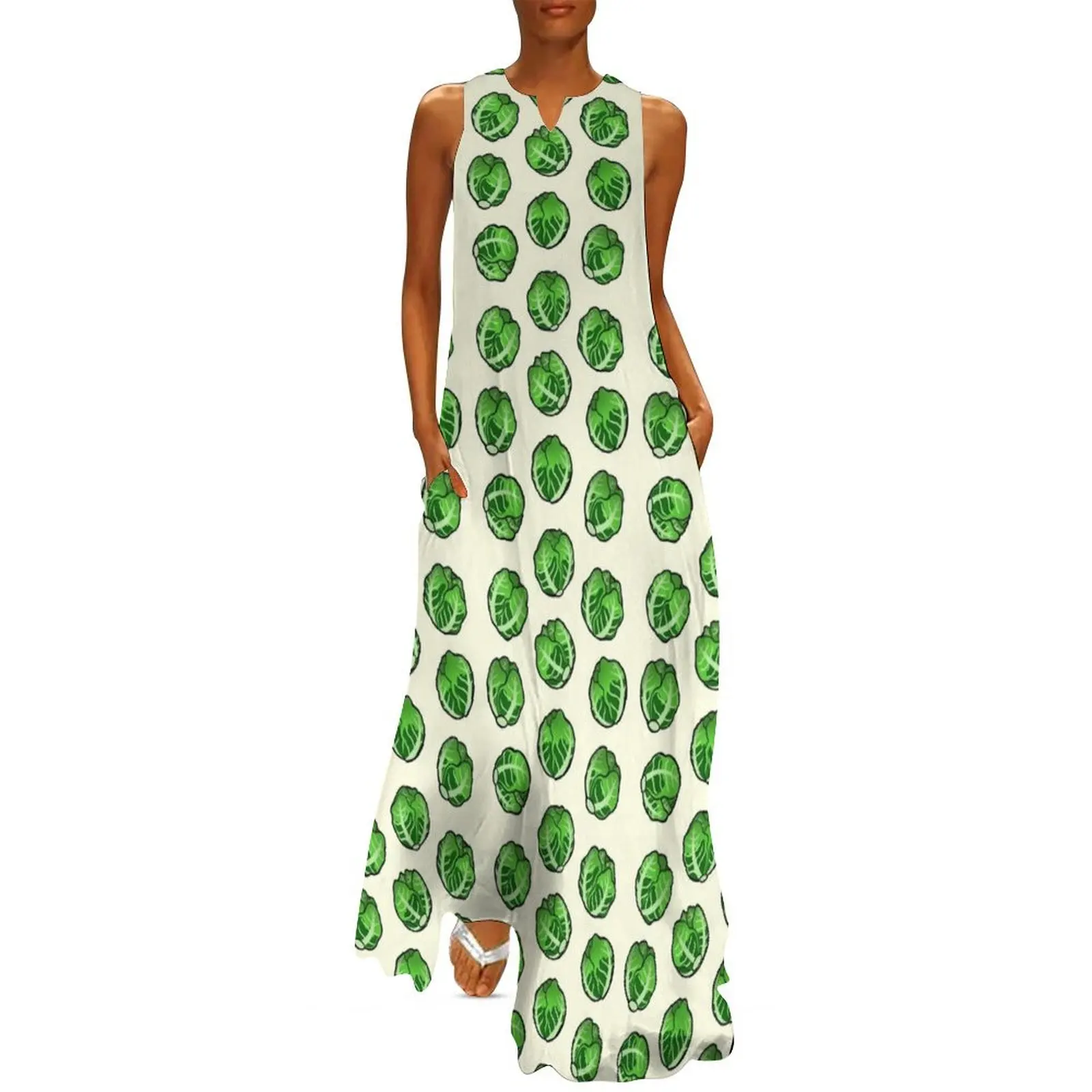 Brussel Sprout Pattern Long Dress summer dresses Women's summer dresses