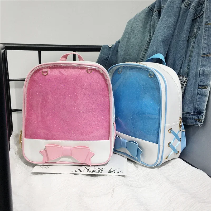 New Trendy Ita Backpack Women Candy Color Transparent School Bags Teenage Girls Japanese Sweet Uniform Bolso Mujer Preppy Style