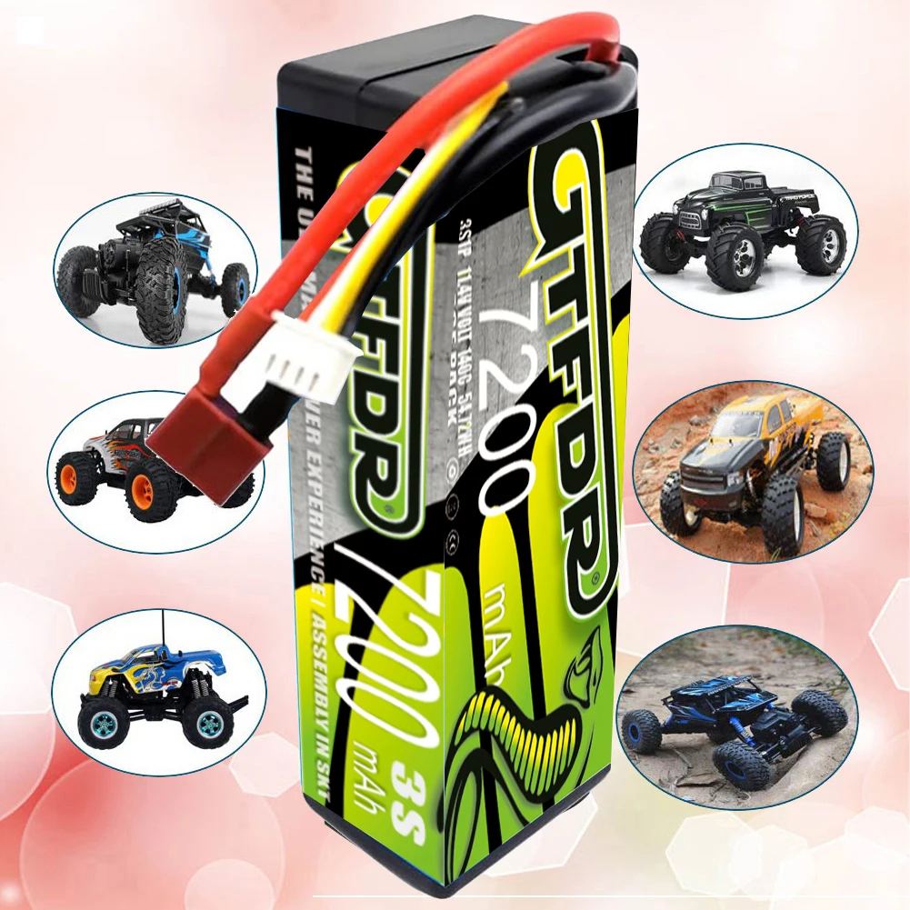 แบตเตอรี่ GTFDR 3S LIPO 11.4V HV 9400MAH 10000MAH 7200MAH 8200MAH สำหรับเฮลิคอปเตอร์ 1/8 1/10 รถบังคับวิทยุ เรือ รถบรรทุก UAV แข่ง