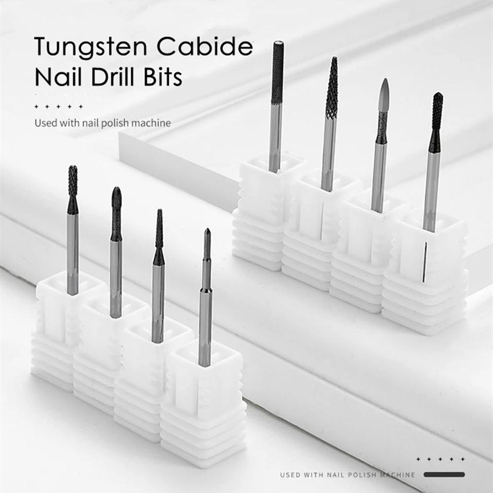 9 Types Nail Drill Bits Cuticle Clean Cutter Tungsten Cabide Milling Cutter for Electric Nail File Manicure Pedicure Accessories