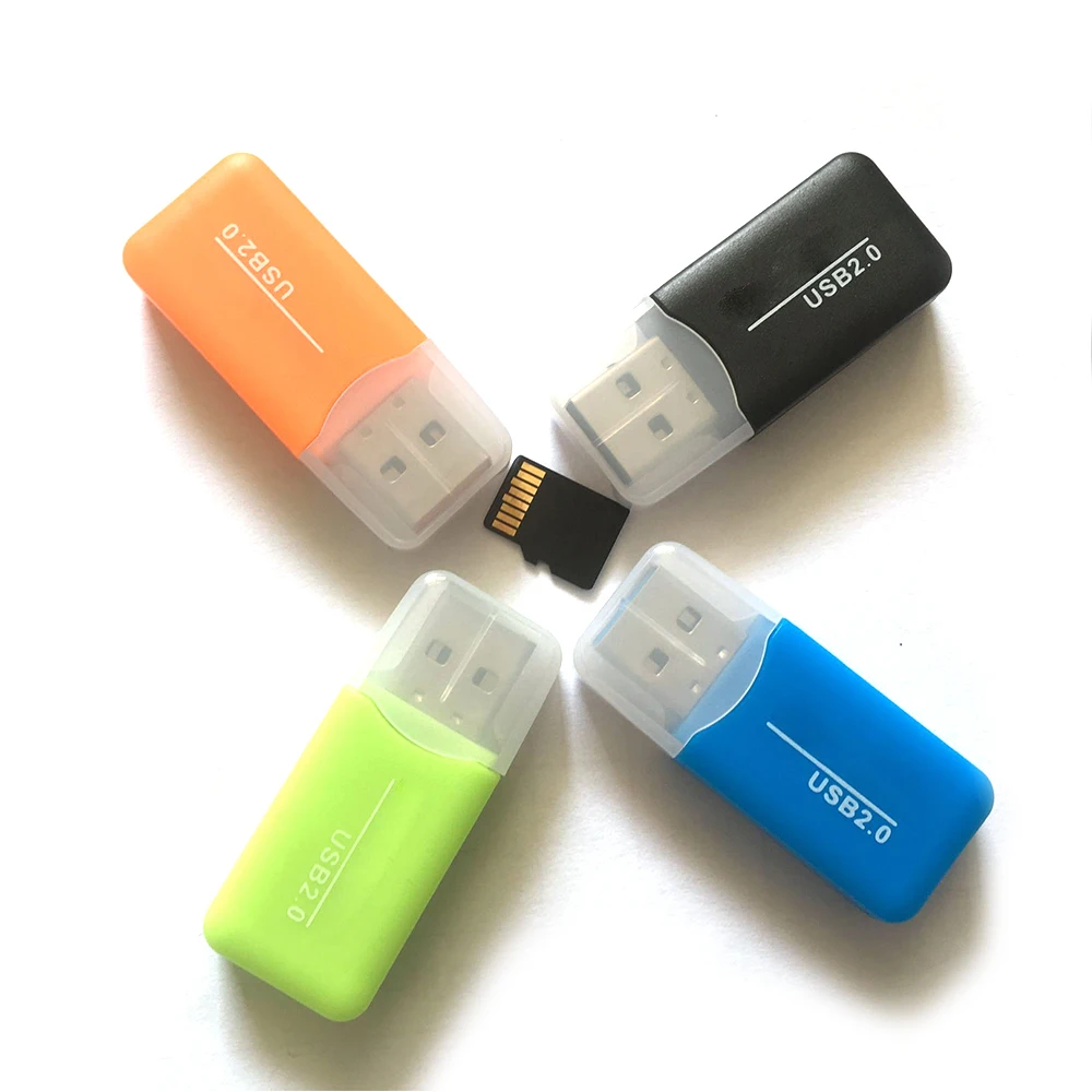 USB TF قارئ بطاقات USB 2.0 صغيرة الهاتف المحمول قارئ بطاقة الذاكرة عالية السرعة USB محول ل ملحقات للكمبيوتر المحمول لون عشوائي
