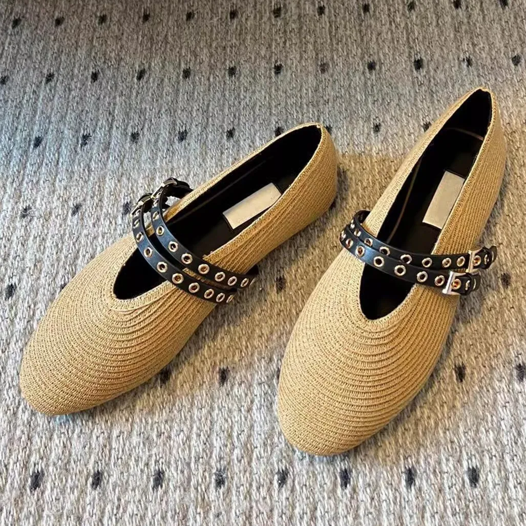 

Genuine leather shoes for women in spring and autumn, soft soled, commuting ballet style, flat bottomed, Mary Jane single shoes