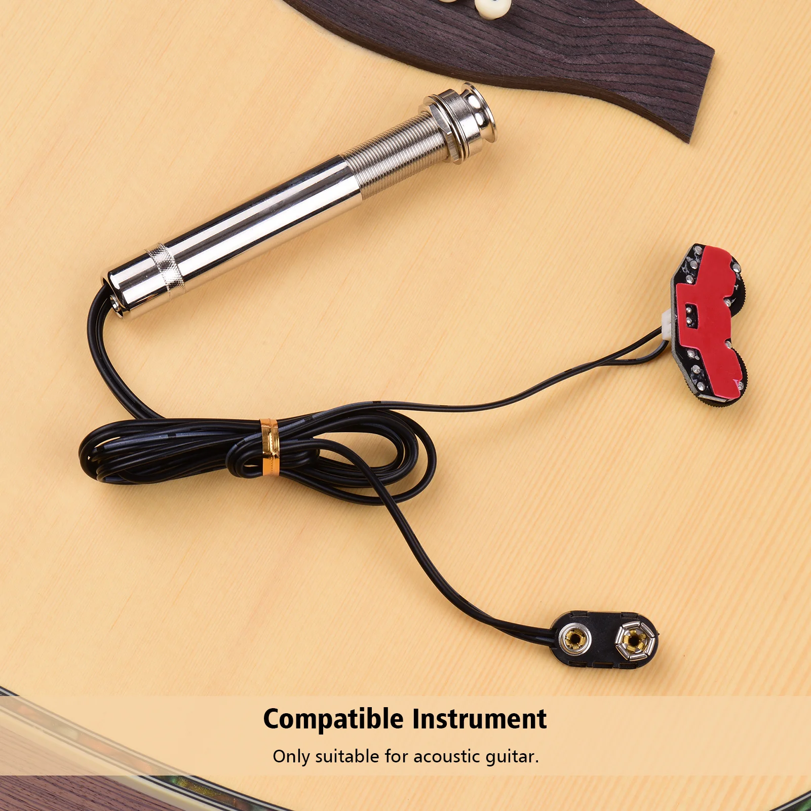 Active Acoustic Guitar Pickup High Fidelity Low Noise Easy Install Piezo Rod with Volume Tone Control for Live Recording