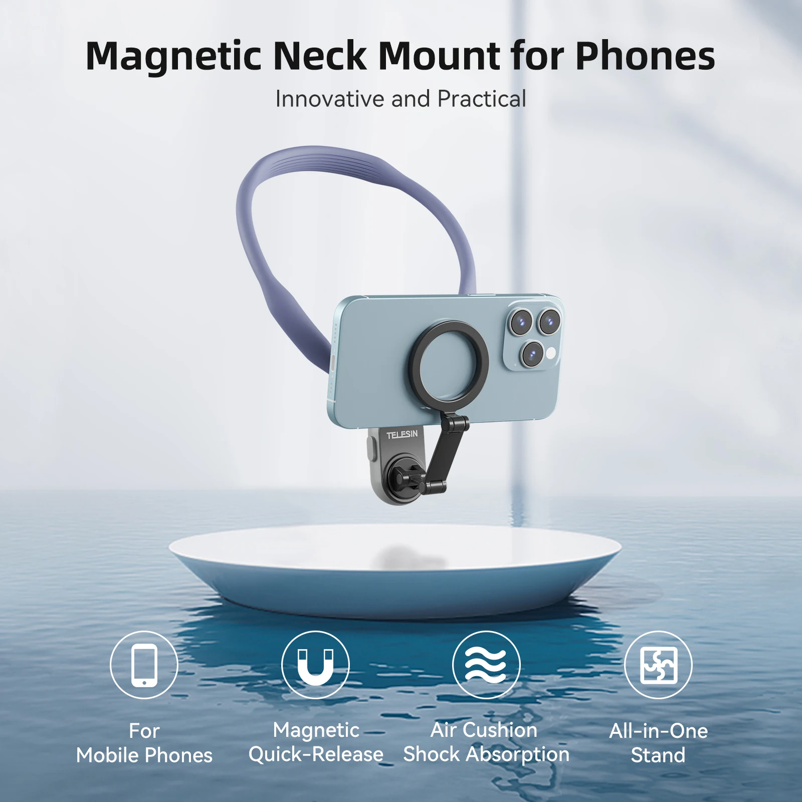 TELESIN MNM-001 ADAPTS to mobile phone magnetic neck integrated stand for first view shooting shock absorption