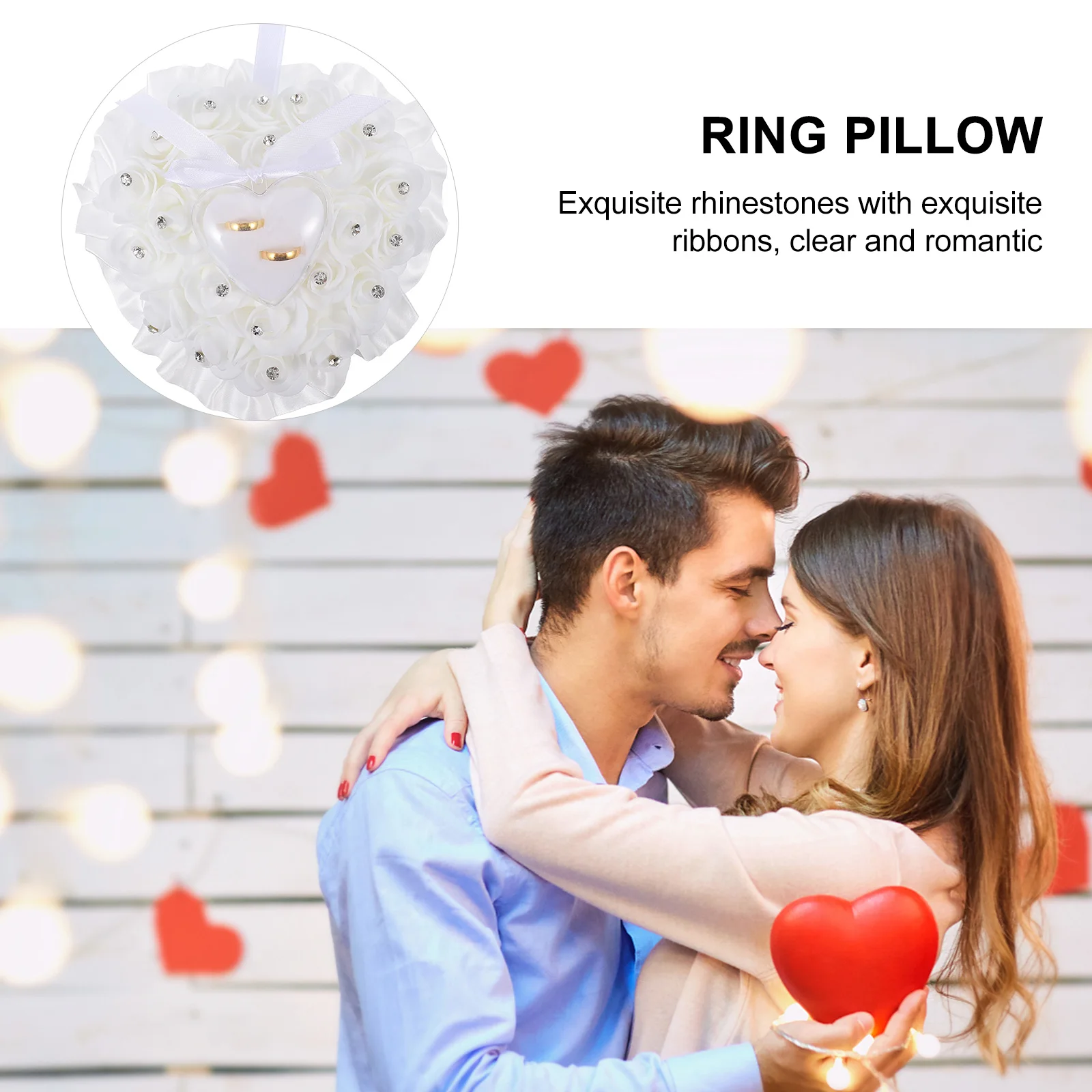 

European Style Ring Pillow Lovers Rose Rhinestones Jewelry Boxes Wedding Cushion Case