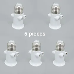 5pcs/pack E27 to E27 Socket 2-pin EU plug cable Connector LED Bulb Lamp Holder Base Screw Light power converter Adapter ABS