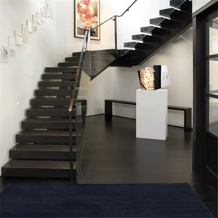 Hot Sale Double Beam Stringer Stairs Custom Design Plywood Stairs Outdoor Hot Sale Straight Stairs