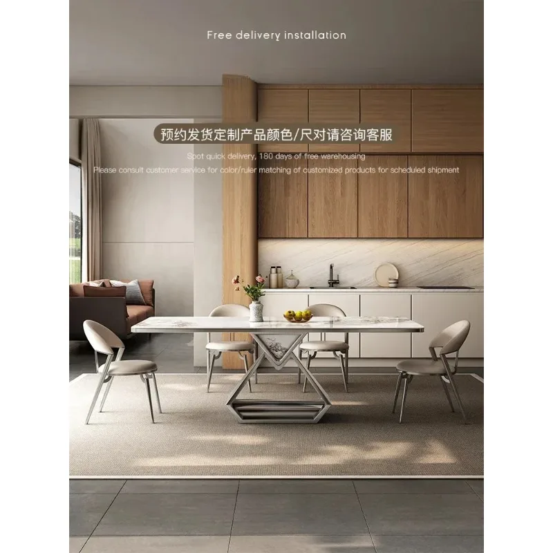 Durable minimalist stone table and chair combined with modern minimalist villa high-end marble dining table, super