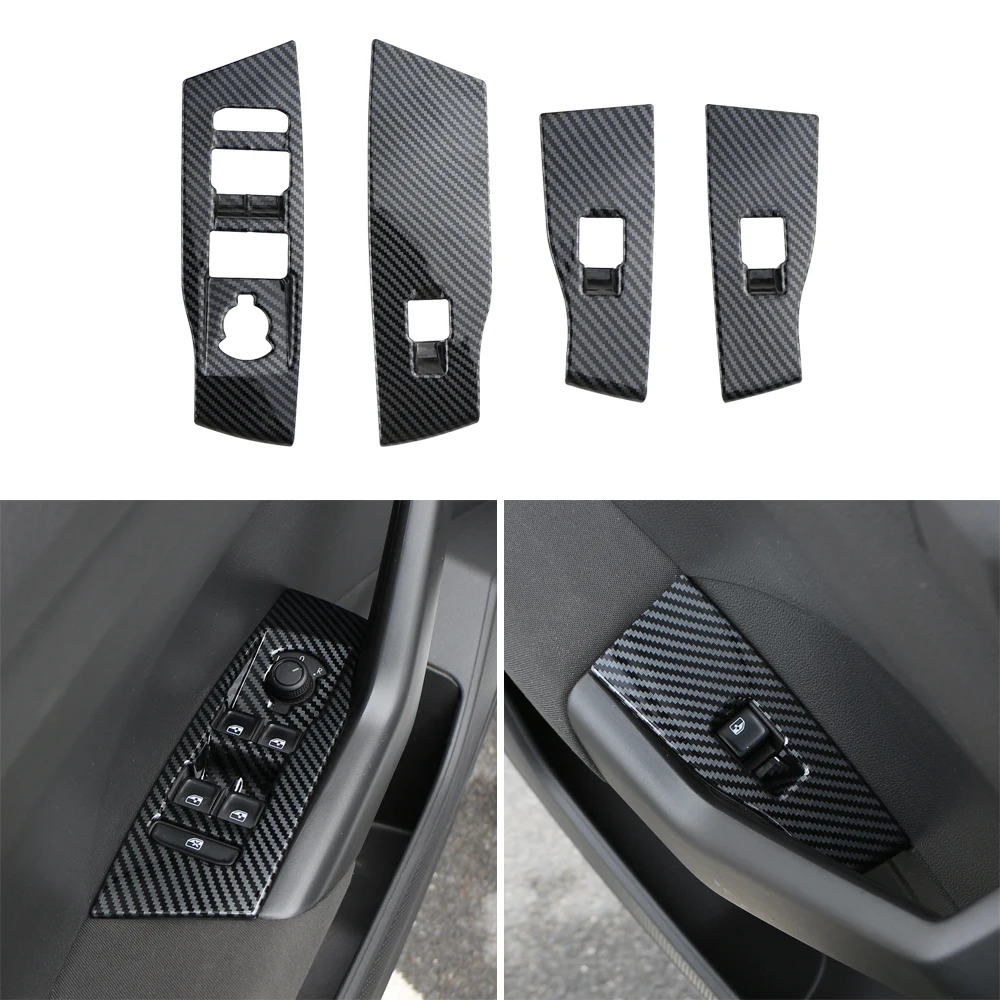 4Pcs Car Door Window Lift Panel Cover Sticker for Volkswagen VW T-Cross Tcross 2018 2019 2020 2021 2022 2023 LHD Accessories