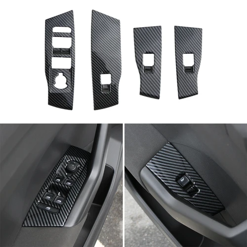 4 Uds. Pegatina de cubierta de Panel de elevación de ventana de puerta de coche para Volkswagen VW t-cross Tcross 2018 2019 2020 2021 2022 2023 accesorios LHD