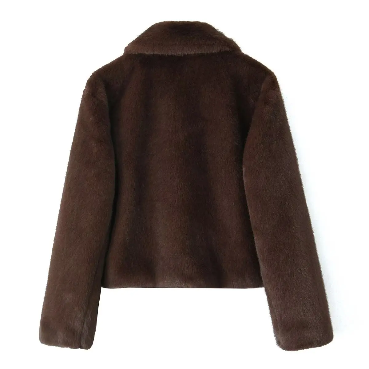 Damen-Plüschjacke, langärmelig, Kragen, einfarbig, Herbst, neue warme und winddichte Plüschjacke