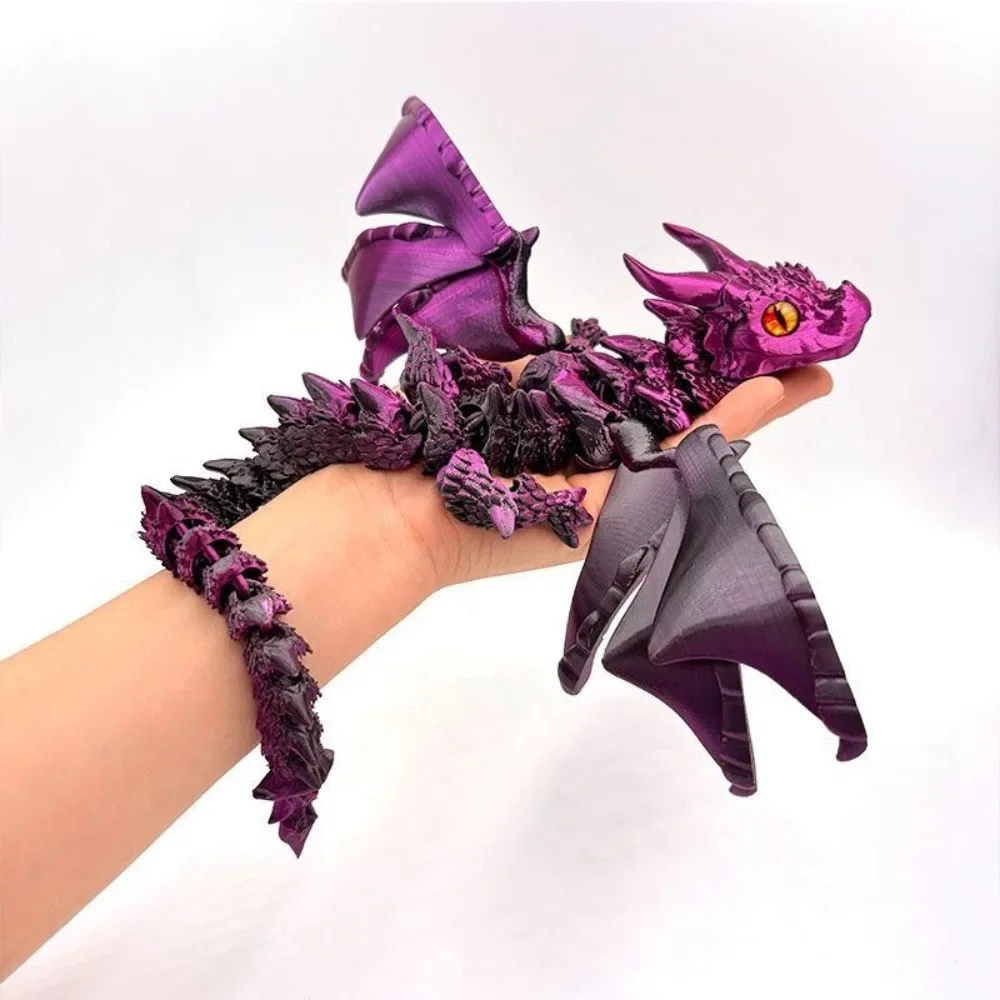 3D Printed 3D Printed Dragon Figurine Winged Design Multi-Jointed Movable Dragon Toy Tabletop Animal Decors Home Decoration