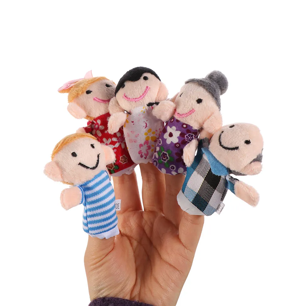 6Pcs Baby Gifts Soft Finger Puppets Set Interactive Educational Cloth Velvet Finger Mini Safe Baby Educational Learning