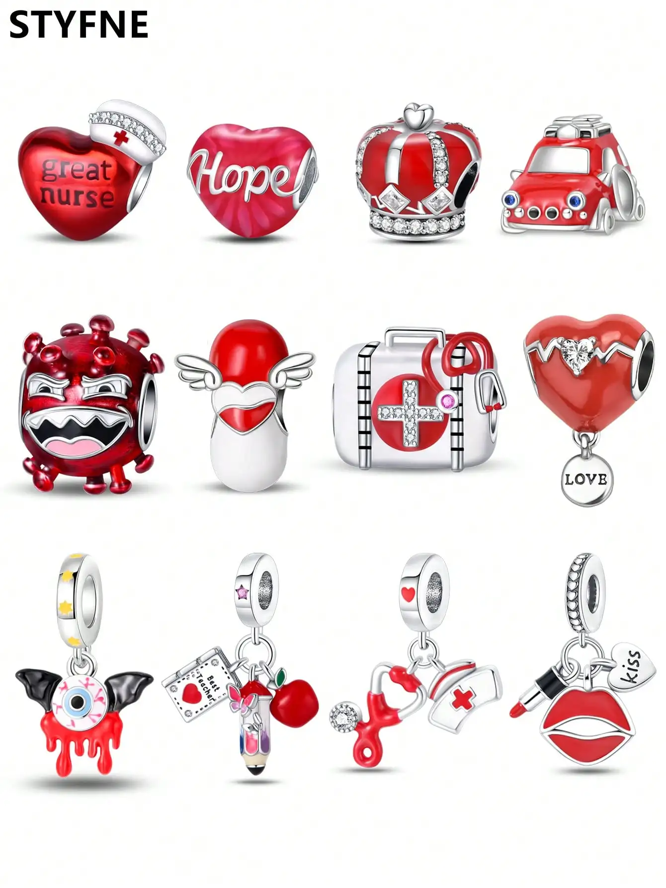 سحر بلاتا الحب ممرضة الإسعافات الأولية الخرز ل سحر 925 الأصلي خرز سوار صنع المجوهرات هدية المرأة #1