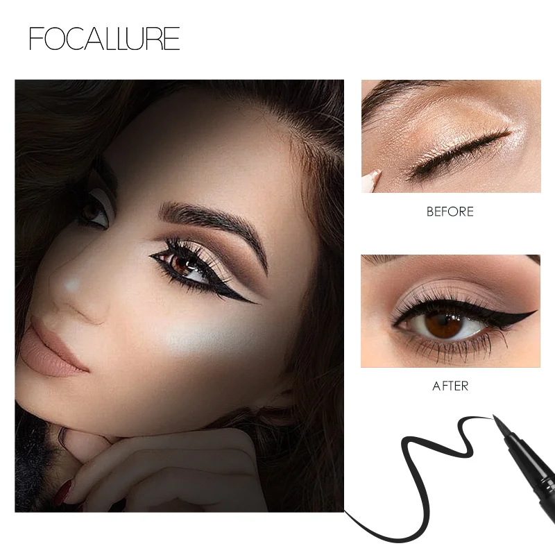 FOCALLURE Liquid Eyeliner Pencil Professional Make up Smooth Soft Eye Liner Pen Waterproof Quick Dry Makeup Tool Cosmetics