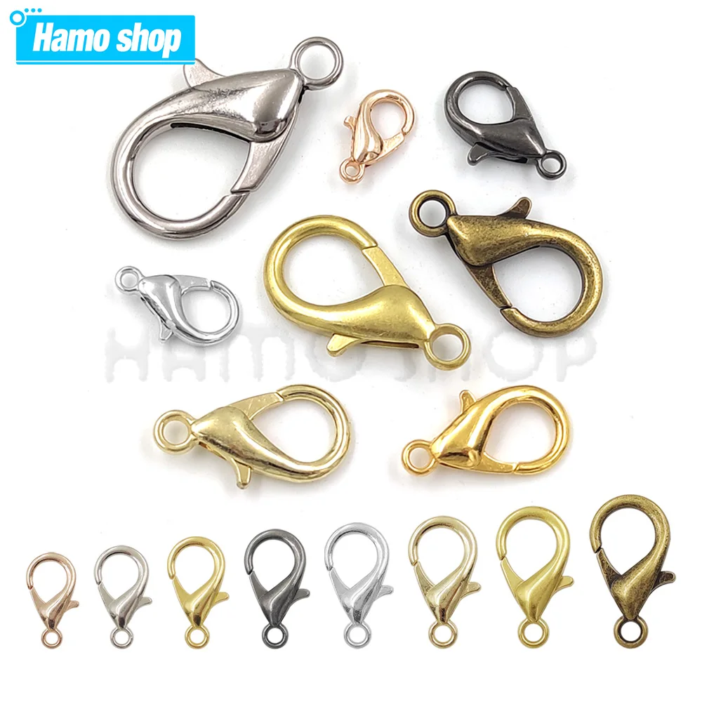 50Pcs Metal Lobster Clasps Spring Hook Rings For DIY Jewelry Making Findings Necklaces Hooks Bracelets Chain Closure Accessories